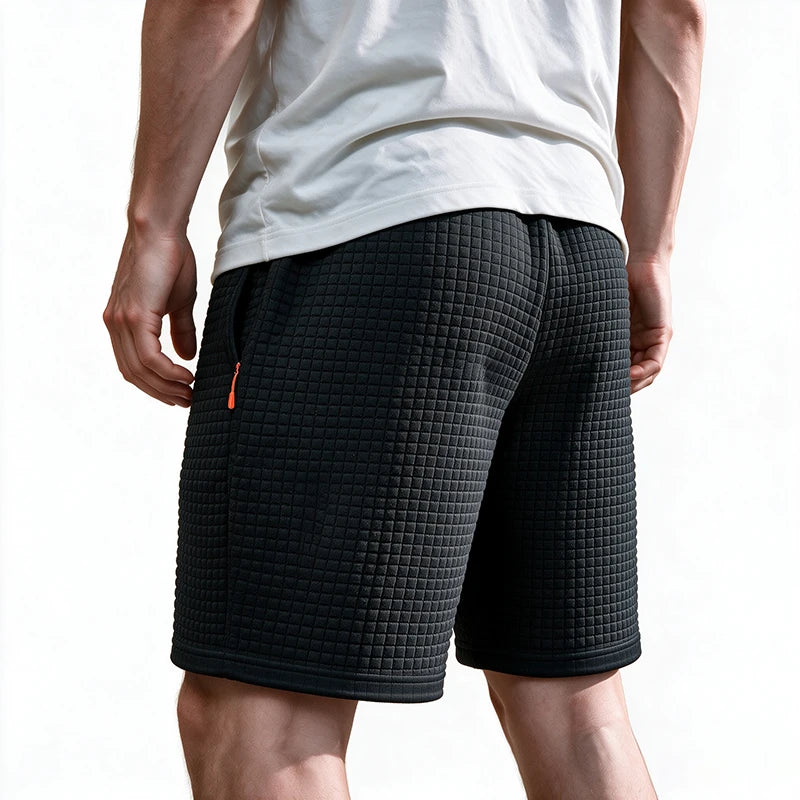 Men Waffle Knit Casual Shorts Drawstring Elastic Waist | SAMAG