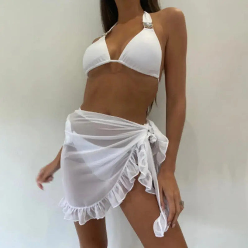 Bikini Cover-Ups Wrap Pareo Scarf for Women Chiffon Swimwear Cover Up Wraps Beach Sexy Skirts See-Through Scarf Cover Up Dress 1