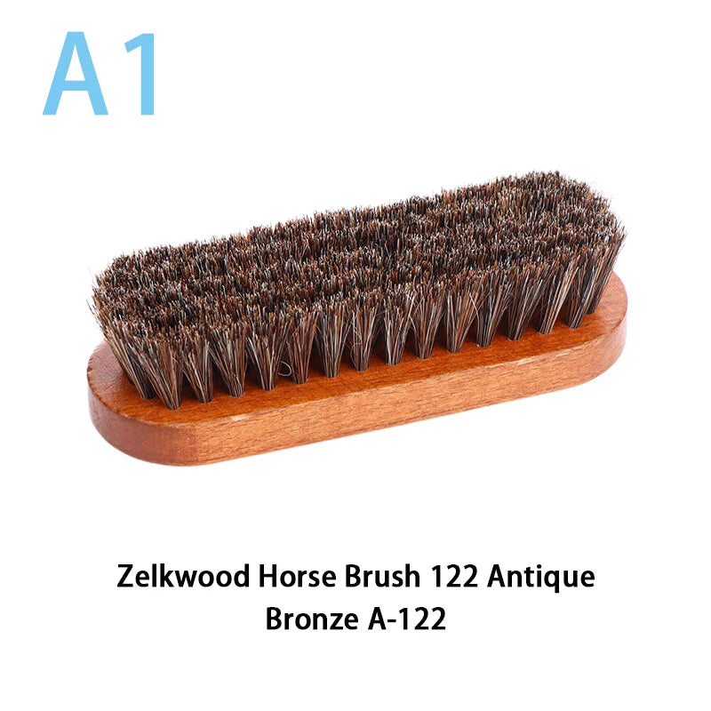 [E] 1PC Handle Dashboard Details Polishing And Cleaning Brush Horse Hair Wood Brush Leather Shoe Care And Cleaning Shoe Brush