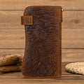 Men's Vintage Crazy Horse Leather Chain Wallet Genuine Leather Bifold Long Wallet Snap Card Holder Purse Zipper Coin Rfid Pocket