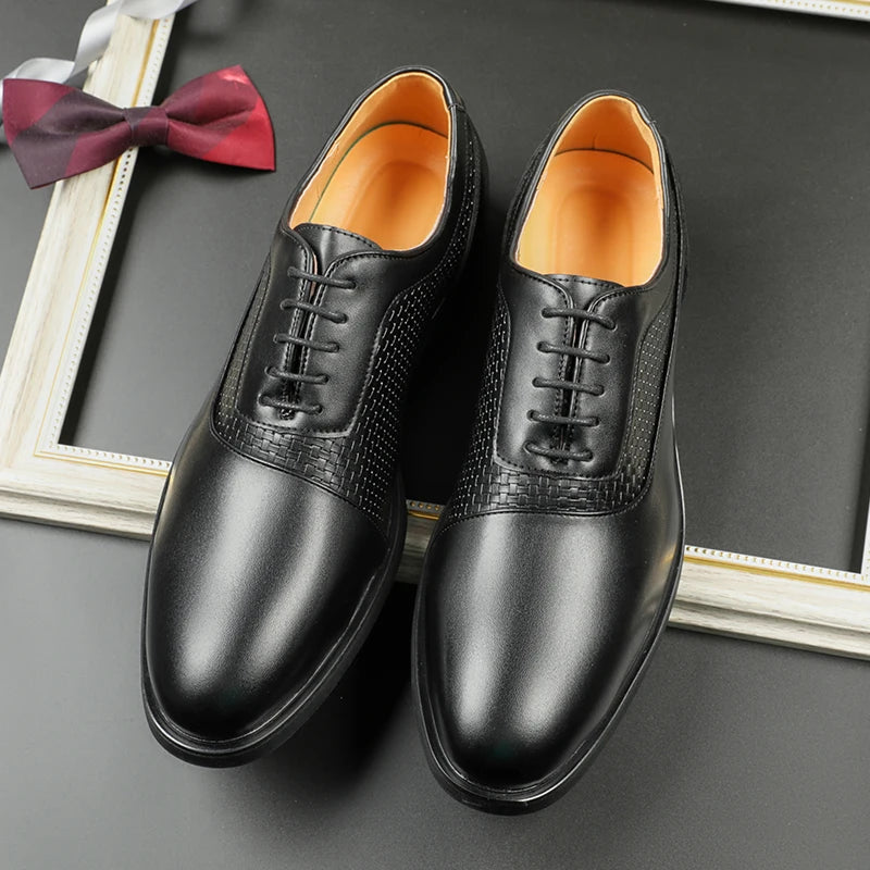 Trendy New Men's Casual Black Brown Lace Up Oxfords Shoes Gentleman Business Flats Dress Homecoming Footwear Zapatos Hombre