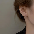 925 Sterling Silver Minimalist Bohemian Round Ear Buckle for Women Hoop Earring Jewelry Accessories