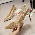 New Women's Elegant Shoes Sexy versatile high heels Sharp pointed fashion sequin shoes Trendy ladies slim pumps Mujer Zapatos