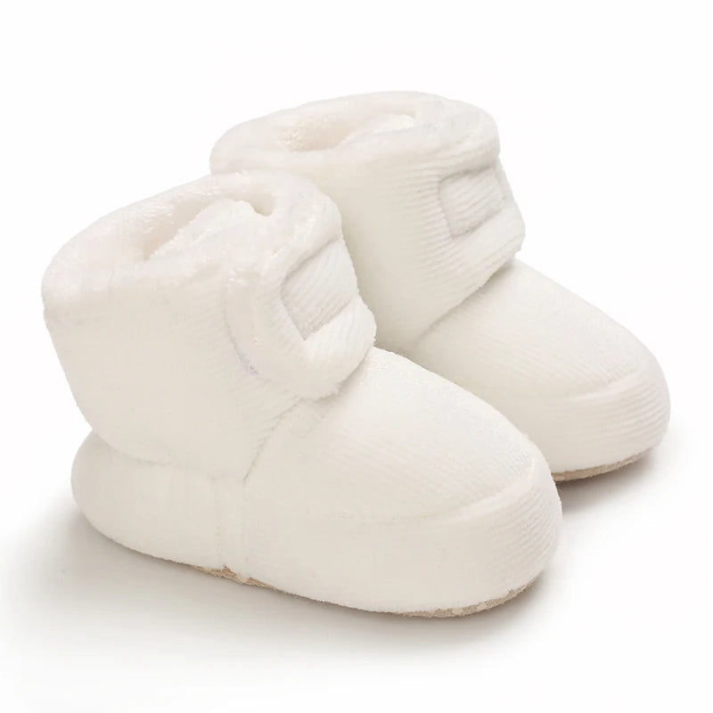 2022 Baby Autumn Winter Boots Baby Girl Boys Winter Warm Shoes Solid Fashion Toddler Fuzzy Balls First Walkers Kid Shoes 0-18M