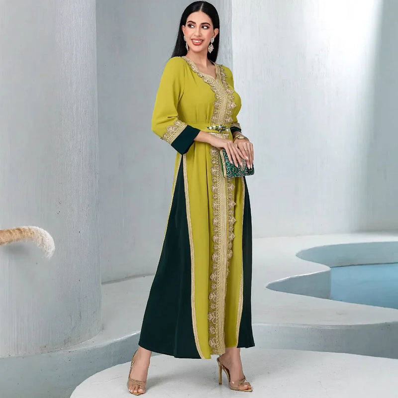 Eid Diamonds Abayas for Women Luxury Dubai Kaftan Muslim Evening Party Maxi Dress Turkey Kaftan Morocco Caftan Femme Musulmane