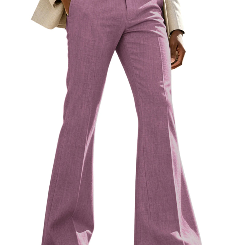 Men's Linen Flare Suit Pants Retro High Waist Slim Fit - View 10 | SAMAG