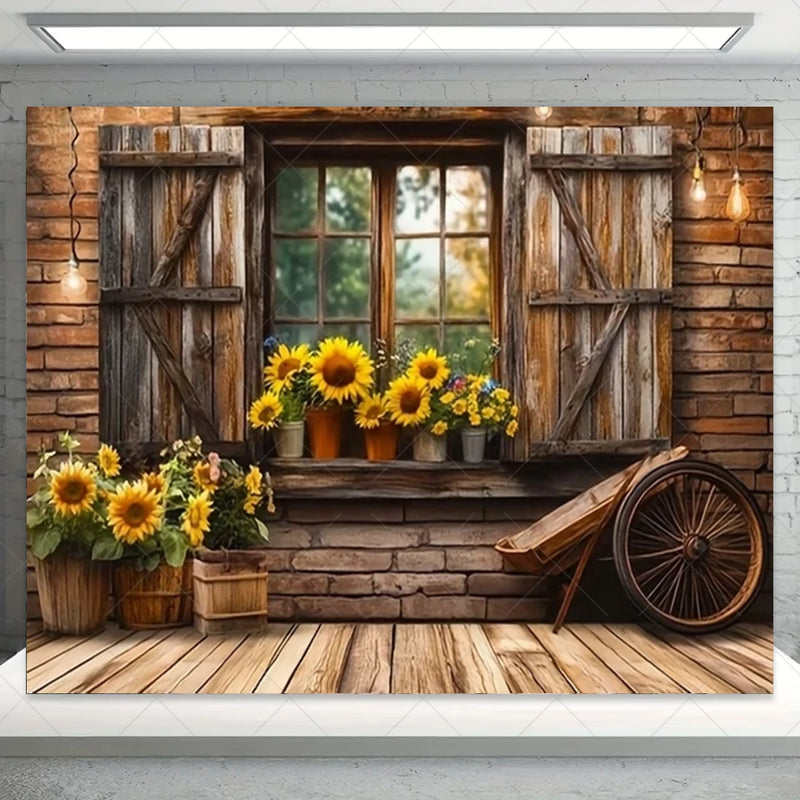 Garden Flower Windows Backdrops Indoor Floral Window Adult Birthday Party Decor Background Photography Studio Supplies Banner