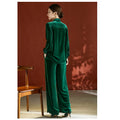 Silk Velvet Spring Autumn Ladies Set Long Sleeves and Trousers Two Pieces Elegant Temperament Light Luxury Outdoor Women's Wear