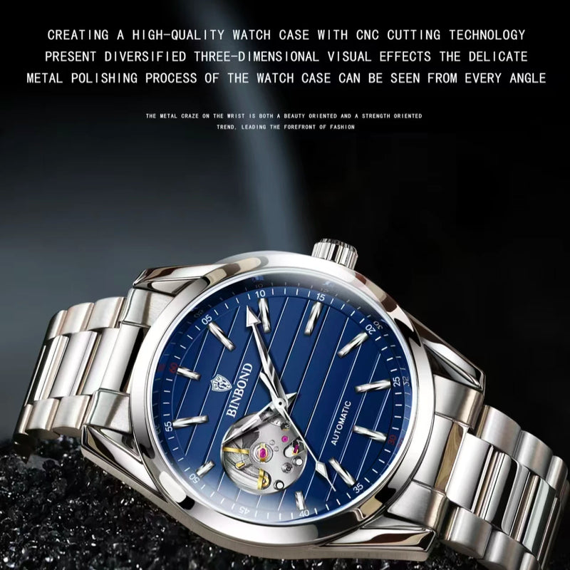 New Fashionable Business Men's Mechanical Watch 43mm Automatic Winding Men's Watch Stainless Steel Waterproof Watch