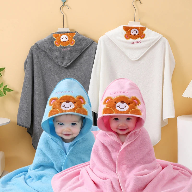 1 Piece of Multifunctional Baby Bath Towel, Towel for Newborns, Machine Washable, Soft Polyester Fiber Fabric with Cute Bear Cartoon Design, Highly Absorbent, Soft and Skin-Friendly, Suitable for Children Aged 0-3, Suitable f
