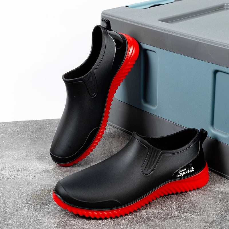 1 Pair of Ankle Rain Boots For Men Simple Waterproof Rain Shoes Toughness Anti-slip Fishing On Work Camping Waterproof