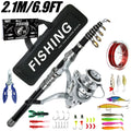 Telescopic Fishing Rod Spinning Reel Combo Full Set Portable Carry Bag Simulation Lures Hooks Line Plier For Saltwater Freshwate