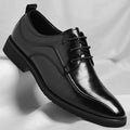 Mens Brown Genuine Leather Oxford Shoes Lace Up Formal Dress Shoes Comfortable Non Slip Outsole For Business Office Wedding