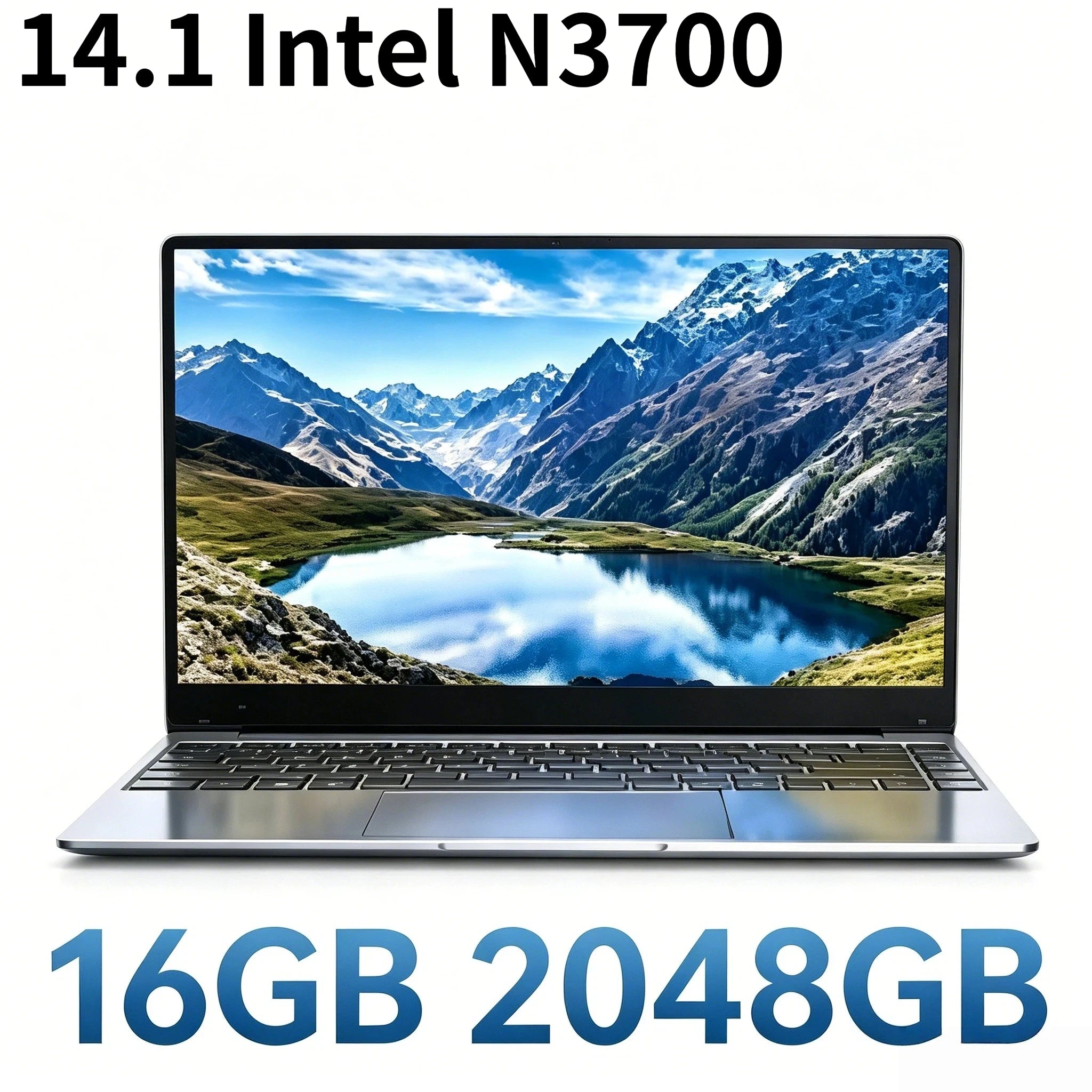 Intel N3700 Ultra Slim 14.1 Inch Gaming Laptop 16GB DDR3L 2TB SSD 1920x1080 Notebook Office Study PC 4K Video Pro Max