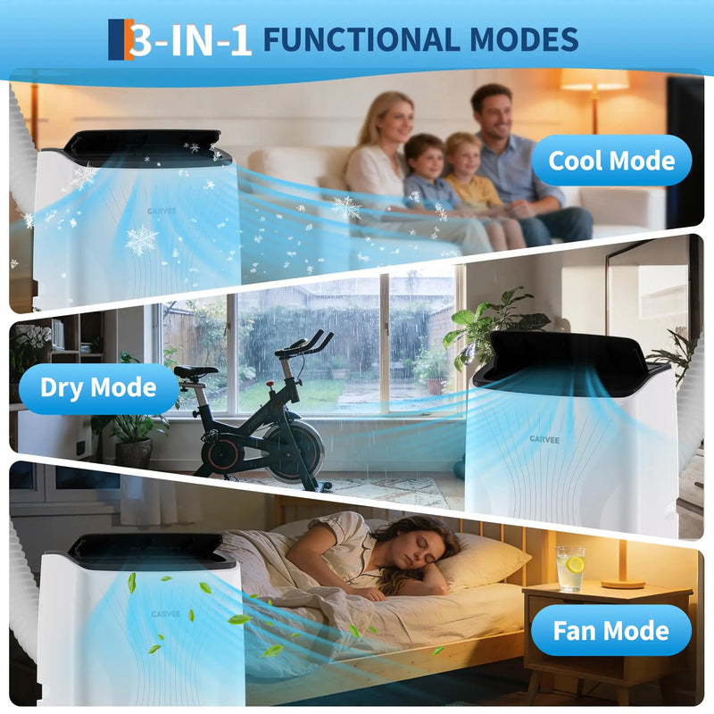 14000 BTU Portable AC Unit For 700 Sq Ft, 3-in-1 Air Conditioner, Fan & Dehumidifier, Remote, Window Kit, LED Panel