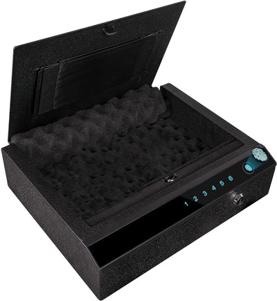 Biometric Lock Quick Access gun Safes Box with Fingerprint & Digital Keypad with Auto Open Lid mini | SAMAG