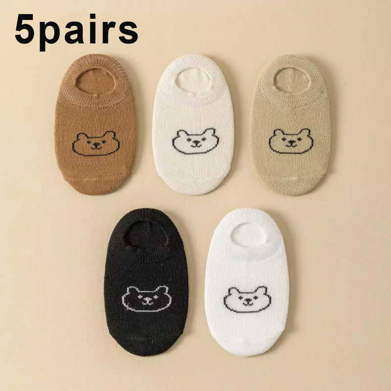 5/10pairs Baby Socks Toddler Low-cut Ankle Socks Cute Cartoon Bear Pattern Socks Boys and Girls aged 0-5 all season collection