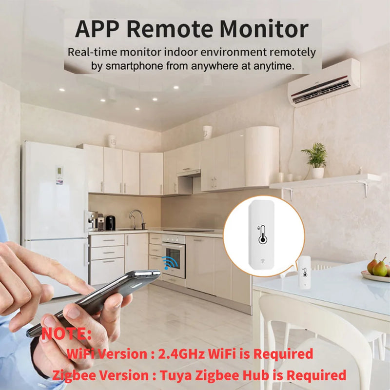 Tuya WiFi Zigbee Temperature Humidity Sensor Smart Home Indoor Hygrometer APP Remote Control  Work with Yandex SmartLife Alexa