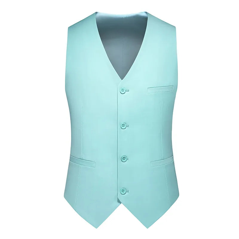 Vest Mens Fashion Casual High Quality Solid Color Slim Large Size Business Office Waistcoat Men Groom Wedding Dress Suit Vests