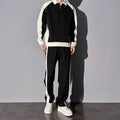Spring Autumn Korean Fashion Patchwork Sweatshirt Elastic Casual Sweatpants Set Men Loose Comfortable Sporty - View 8 | SAMAG