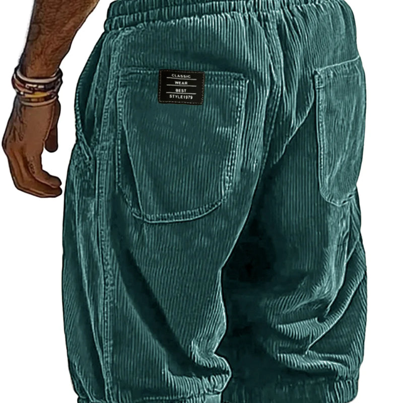 Men's Retro Corduroy Casual Shorts Fashion Solid | SAMAG