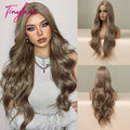 Red Brown Copper Ginger Long Wavy Synthetic Hair Wigs for Black Women Body Wave Ombre Wig Cosplay Natural Heat Resistant Wig