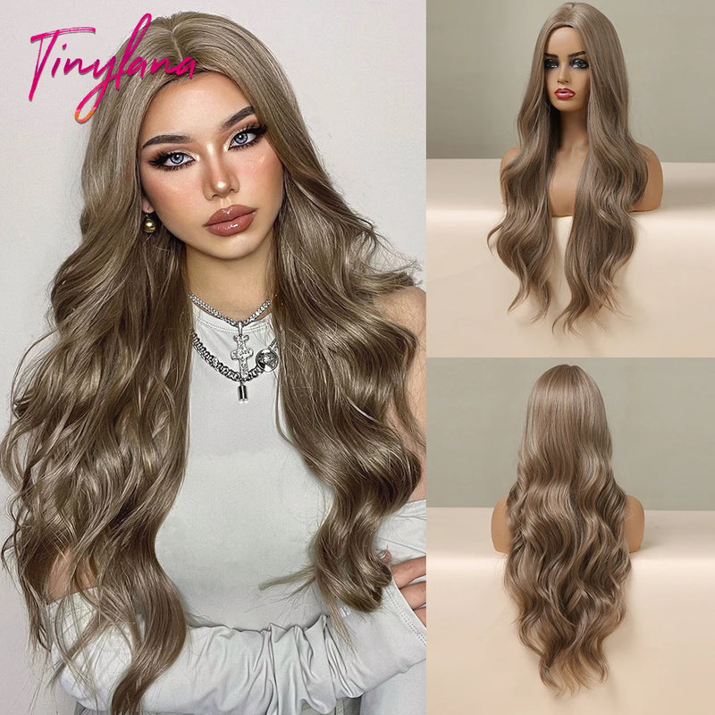 Red Brown Copper Ginger Long Wavy Synthetic Hair Wigs for Black Women Body Wave Ombre Wig Cosplay Natural Heat Resistant Wig