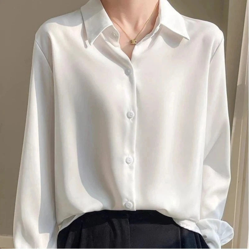 Fashion Loose Solid Color Turn - down Collar Simplicity - View 5 | SAMAG