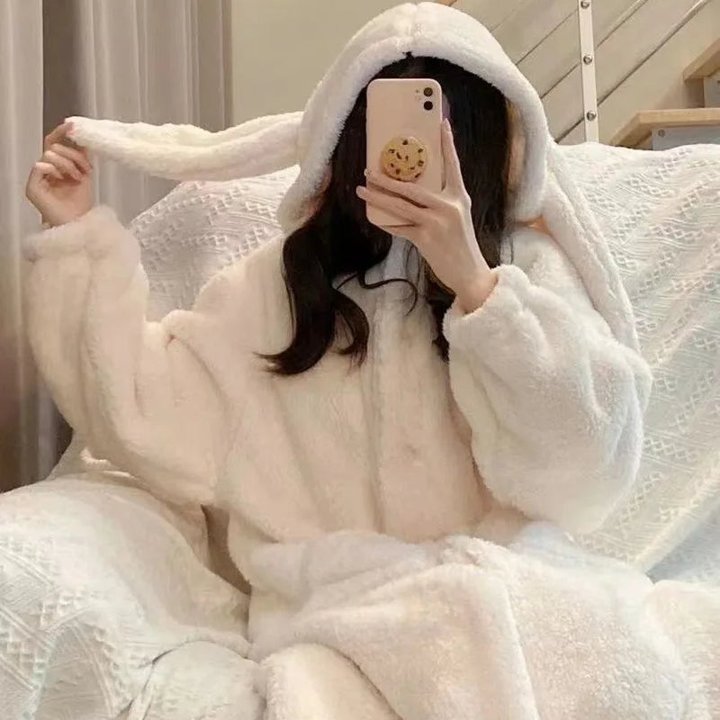 Autumn and Winter Ladies Warm Pajamas Homewear Rabbit | SAMAG
