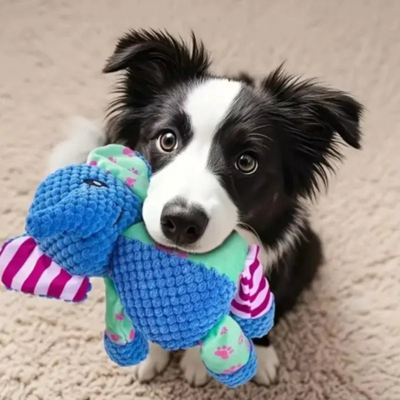 Cute Animal Plush Dog Toy Squeaky Chew Toy Bite Resistant Teeth Cleaning Interactive Puppy Pet Supplies