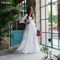 Verngo Rustic Boho Wedding Dress Vintage Lace A Line | SAMAG