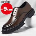 7-9cm Height Increasing Shoes for Men Summer Autumn Inside High Shoes Men's Hollow Business Dress Men's Elevator Leather Shoes