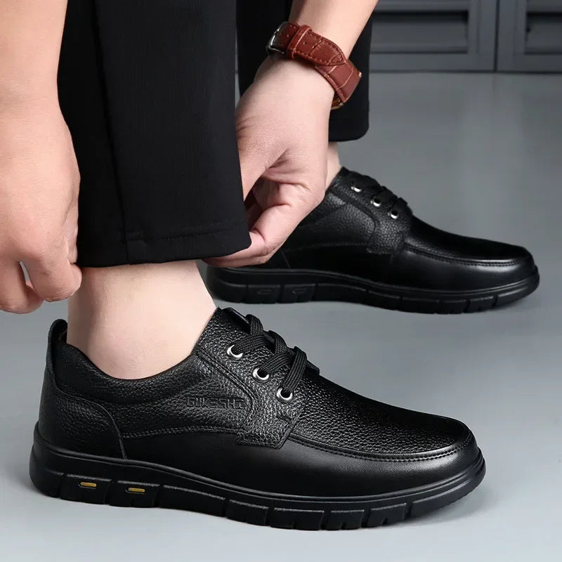 2025 Kitchen King Men's Shoes Anti-Slip Waterproof Oil-Resistant Durable Casual Leather Work Shoes For Chefs Perfect For Spring