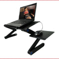 Adjustable Laptop Desk Stand Cooler Fan Portable Ergonomic Lapdesk for Bed Sofa PC Notebook Table Desk with Mouse Pad Aluminum