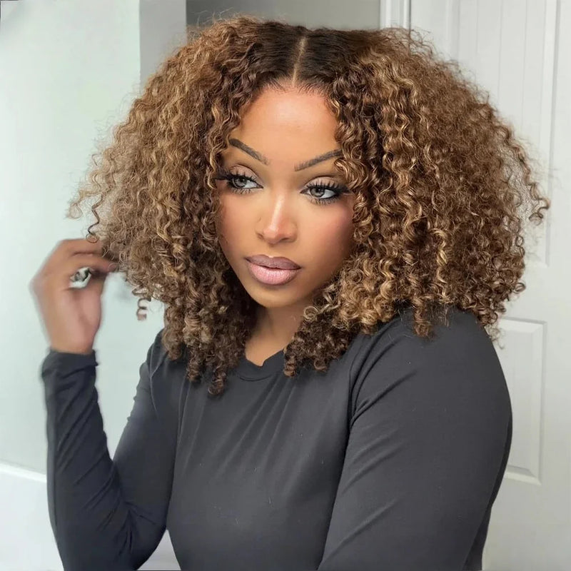 Glueless PrePlucked Highlight Blond density Lace Front Wigs 26inch Kinky Curly Synthetic Deep Water Wave For Women Baby Hair
