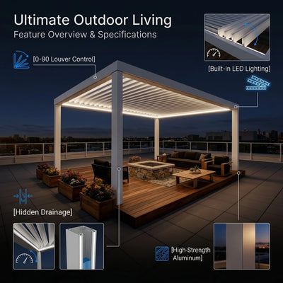 Modern Black Aluminum Waterproof Enclosed Gazebo | SAMAG