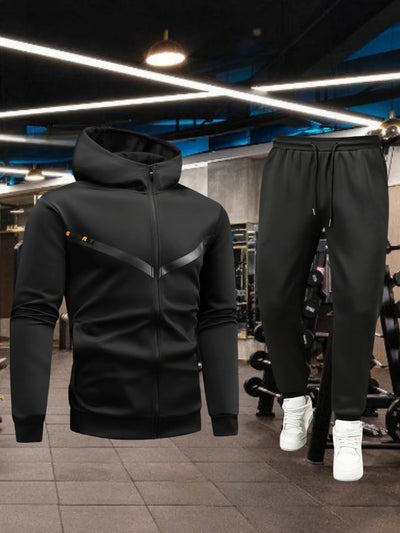 Men's Sporty Casual Set, Hooded Open Jacket and Sweatshirt for Spring and Autumn, Outdoor Sport Running and Fitn | SAMAG