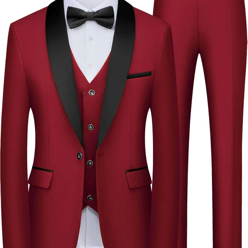 ULBYANRY Mens 3-Piece Suit Set (Jacket Vest Pants) Formal Business Tuxedo XXS-7XL Tailored Party Prom Wedding Suits