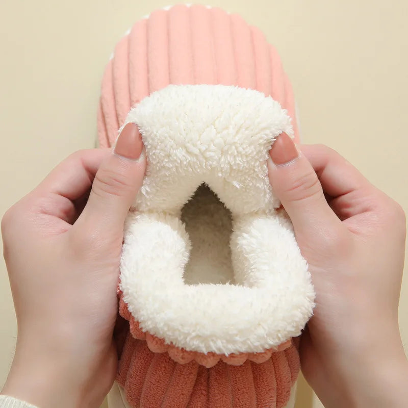 Evshine Soft Sole Slippers For Women Winter Fashion Women Fur Slippers Fuzzy Plush Men Slippers Warm Furry Women Cotton Shoes