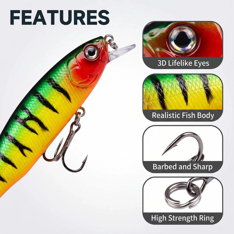 /Set 3D Crystal Minnow Glow in Dark Fishing Lure 95mm | SAMAG