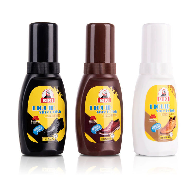 Liquid Shoe Polish, Built-in Sponge Leather Shoe Polisher, Three Color Instant Shoe Polish, Suitable for Formal Shoes, Boots, Sh