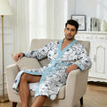 Men's lightweight quick-drying pajama bathrobe - 3D digital printing, non-fading design, stand-up collar and adjustable waistban