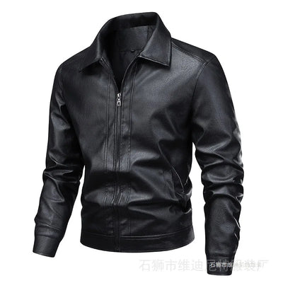New Leather Jacket Men's Spring Slim Lapel Top Windproof | SAMAG