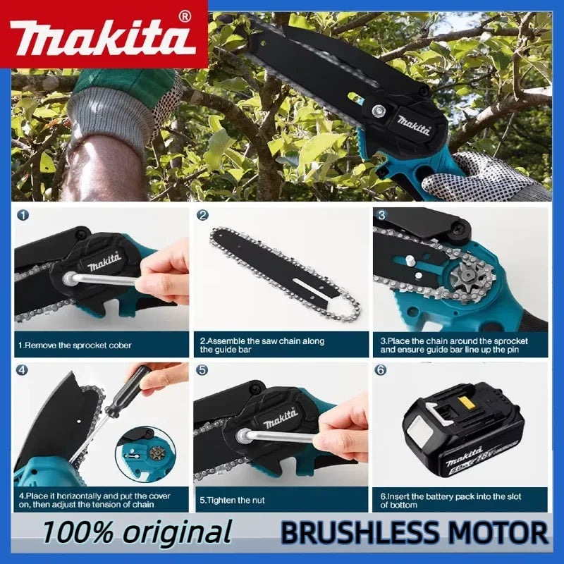 Makita 6 inch Electric Chain Saw Cordless Chainsaw Portable Tree Branch Logging Cutter Woodworking Garden - View 2 | SAMAG