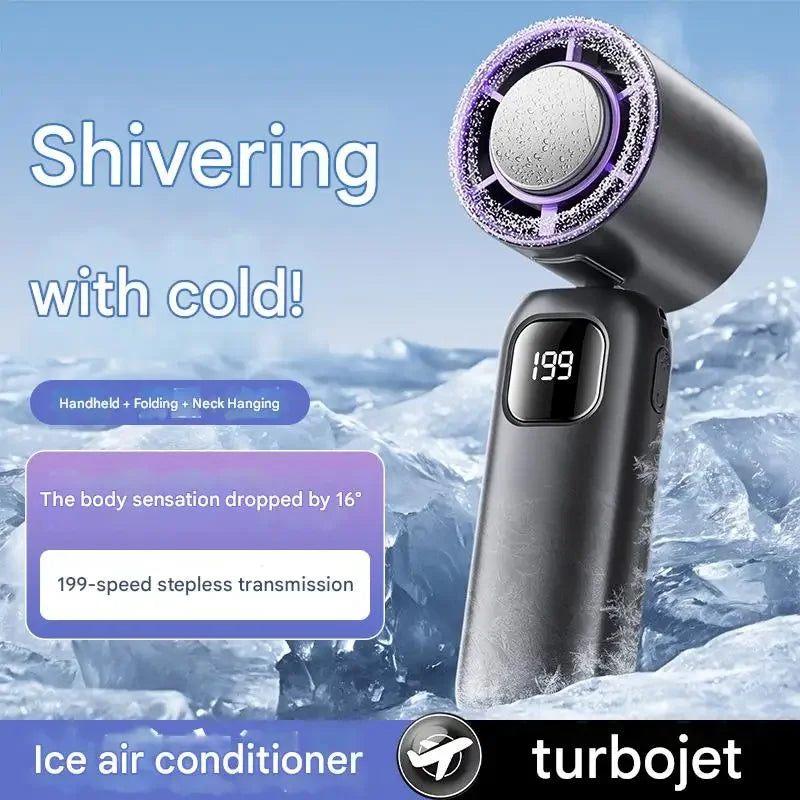 JPNPL 3000mah Electric Fan Portable Turbo Fan Rechargeable Cooling Handheld Desktop Dual-Purpose Air Conditioner for Camping
