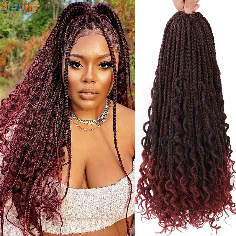 Goddess Bohemian Box Braids Crochet Hair Pre looped 18 14 Inch Boho Box Braids Soft Synthetic Braiding Hair for Black Women Kids