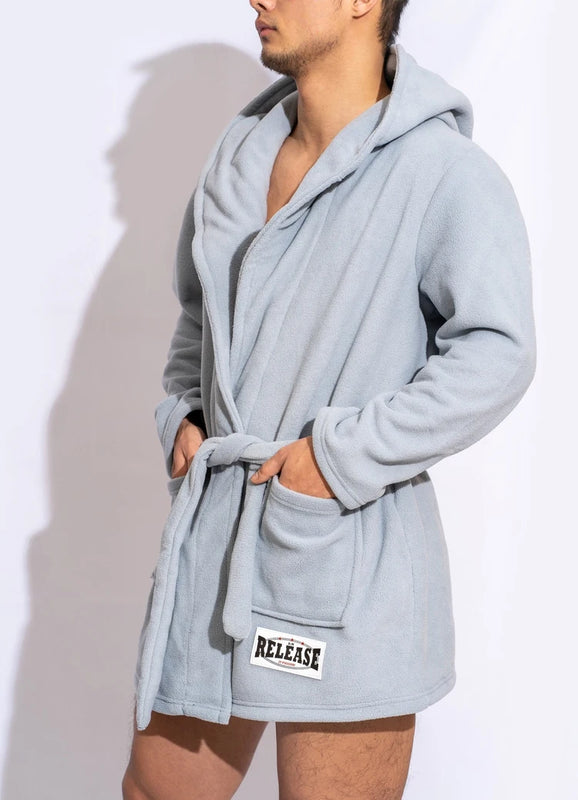 Men's Bathrobe Short Style Thick Comfortable Soft Plush Fleece Solid Color Pajama Casual Home Warm Bath Robes