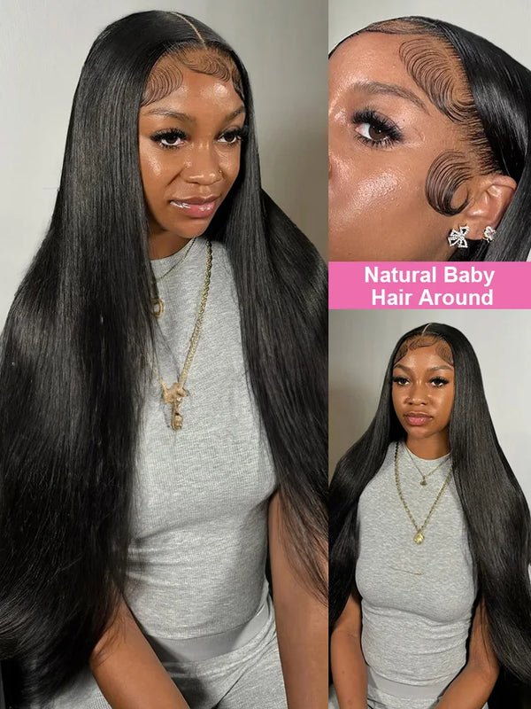 40 46 Inch 13x4 13x6 Transparent Lace Front Human Hair Brazilian Wigs Pre Plucked Straight 360 Full Lace Front Wigs For Women