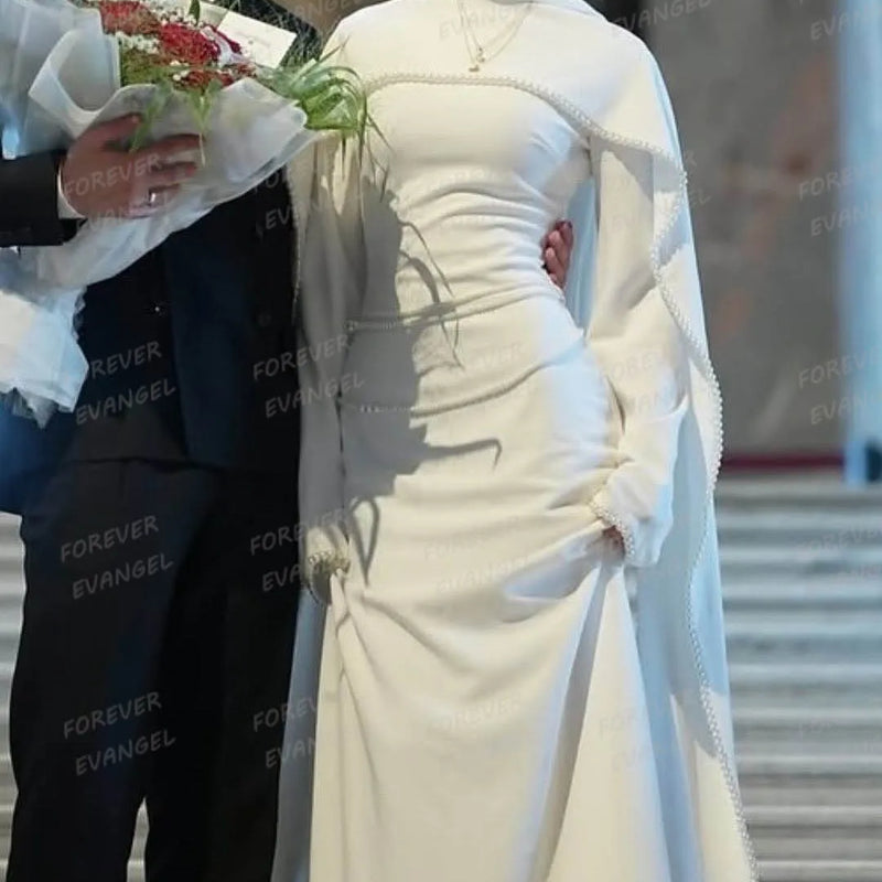 Simple Pearls Wedding Dresses Woman's Mermaid Muslim - View 6 | SAMAG