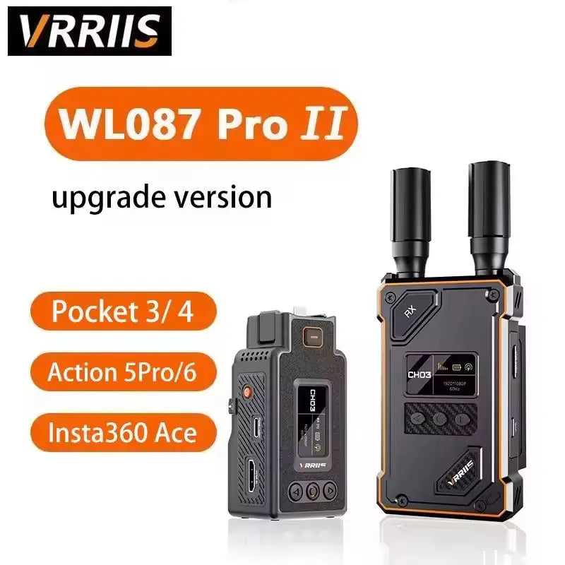 VRRIIS WL087Pro II Wireless Video Transmitter Receiver 500M LOS Low Latency 1TX to 5RX UVC USB-C Output For DSLR Pocket Camera